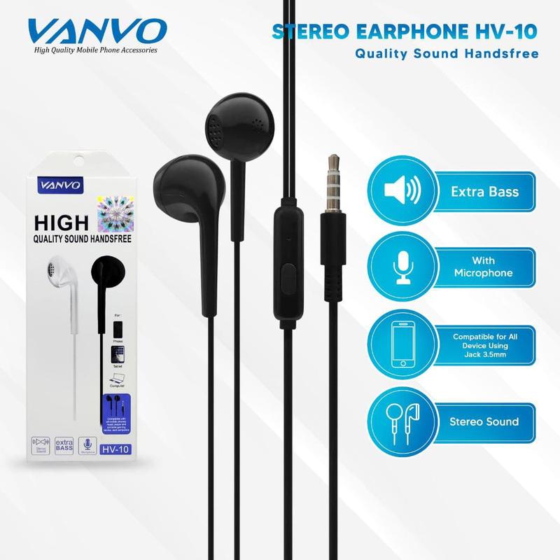 EARPHONE HEADSHET STEREO ORIGINAL VANVO HV-10 HANDSFREE WITH MIC ORIGINAL VANVO 0