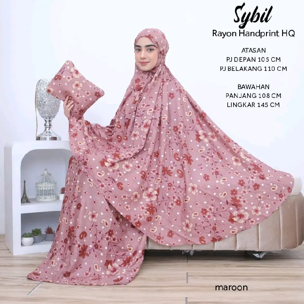 Mukena Dewasa Rayon Handprint HQ SYBIL atasan bawahan by Imtiaz Moslem Katun Motif