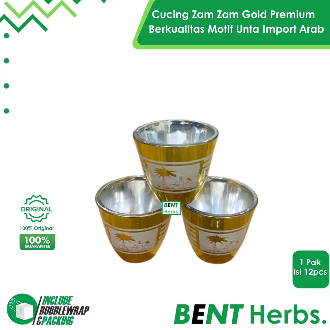 Cucing Zam Zam Gelas Air Zamzam Premium Gold Motif Unta Original Cangkir Antik Emas 1 Pak Isi 12 Pcs Eceran dan Lusinan | Souvenir Oleh-Oleh Haji Dan Umroh Import Arab Saudi Murah Berkualitas Asli