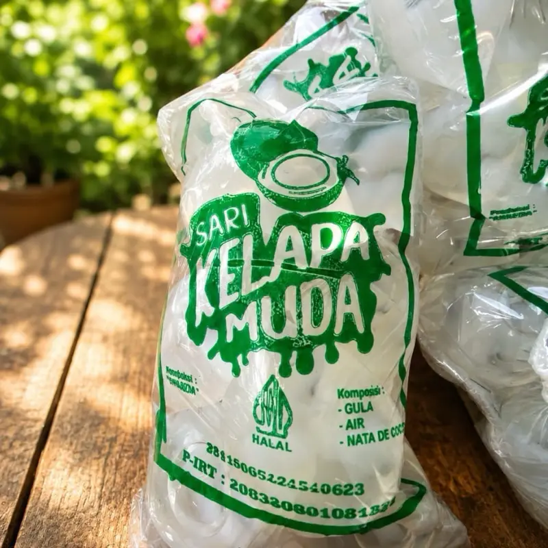 Sari Kelapa Muda Halal - Komposisi Gula Air & Nata de Coco - Produk Segar