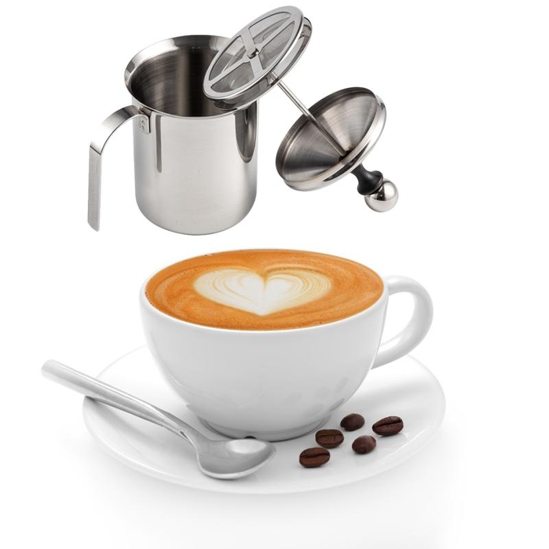 Product Introduction of 400/800ML Stainless Steel Milk Frother Double Mesh Milk Frother for Cappuccino Latte Milk Jugs Manual Coffeeware Kitchen Gadgets 25