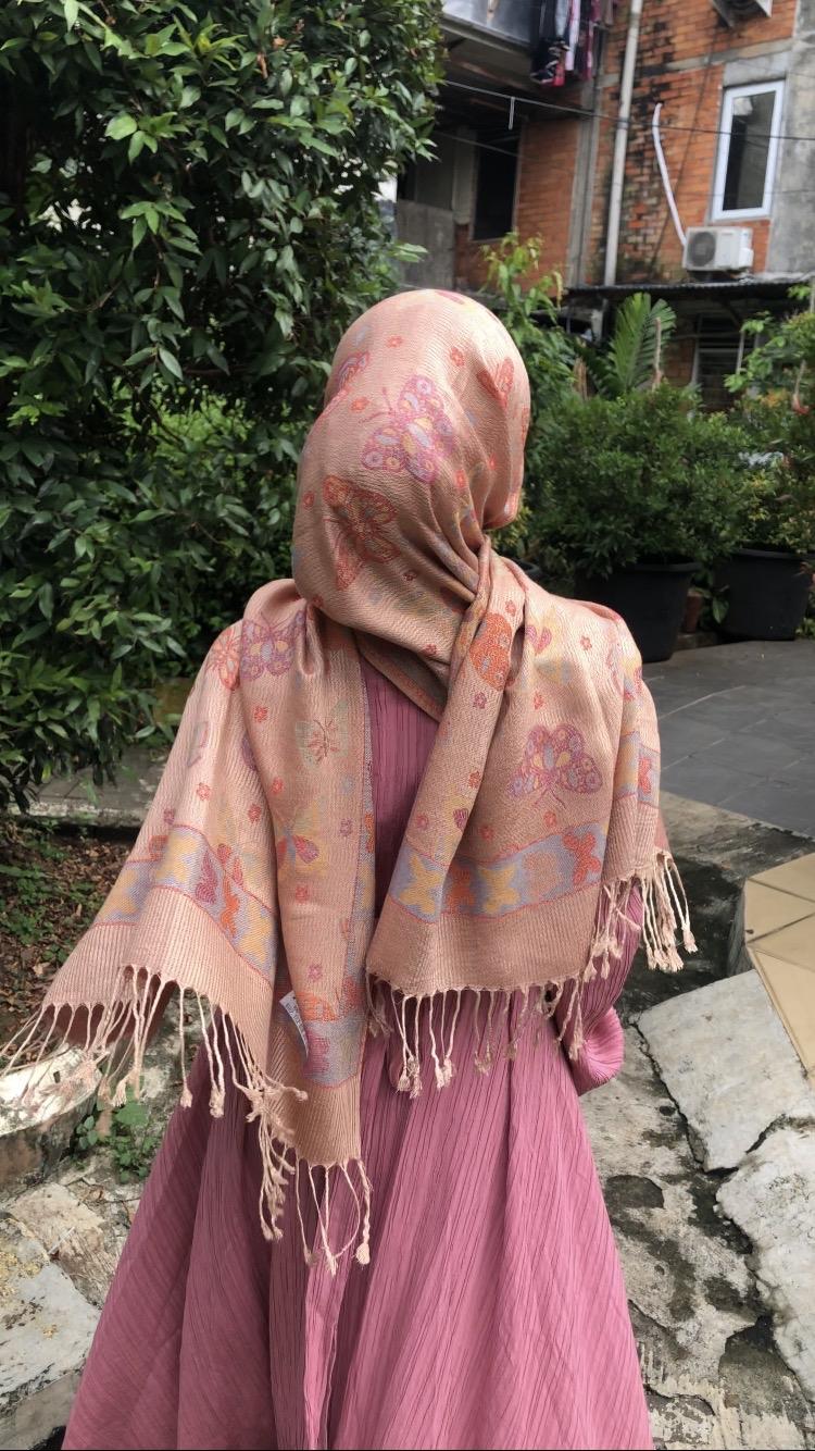 Product Introduction of Hijab Pashmina Cashmere motif Butterfly 9