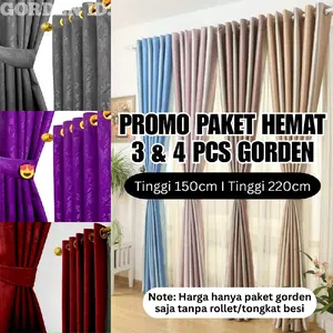 4 PCS dan 3 PCS PAKET HEMAT GORDEN SMOKRING PINTU DAN JENDELA MINIMALIS TINGGI 220 DAN TINGGI 150 Katun Tali Curtain