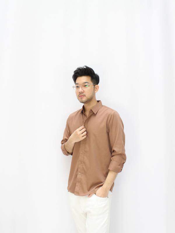 Tryst - Helcurt Cotton Shirt | Kemeja Lengan Panjang | Katun Toyobo Premium | Kemeja Pria Slimfit Polos | Baju Kerja Formal | Atasan Cowok Dewasa | Casual Basic Lembut 2