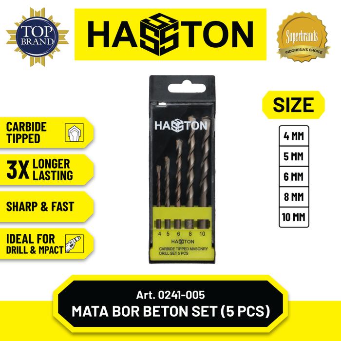 Gambar Hasston Mata Bor Beton 5pcs (0241-005) - Warna dari Hasston Tools Kota Administrasi Jakarta Pusat Tokopedia
