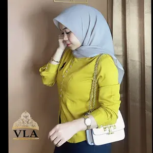FENITA KEMEJA BORDIR KEKINIAN WANITA CROP RAYON PREMIUM KOREAN STYLE POLOS