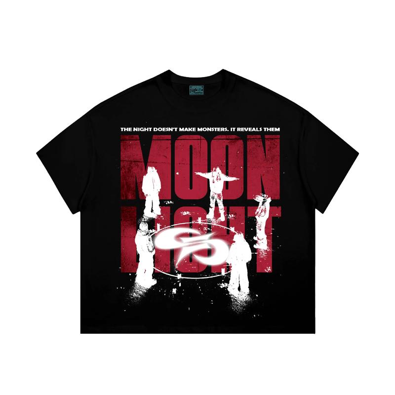 Áo Thun Boxy Moonlight Gangster - Nam Nữ Form Boxy Tay Lỡ Oversize Cổ Tròn 260 co giãn 2 chiều