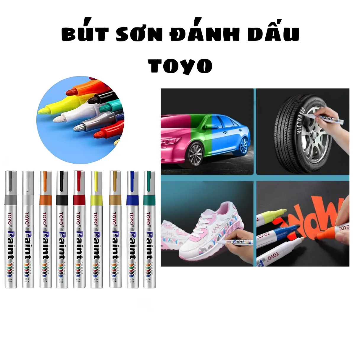 [VG446] Combo 2 cây bút sơn đánh dấudàn áo xe , lốp xe , vành xe máy xe số côn tay , tay ga