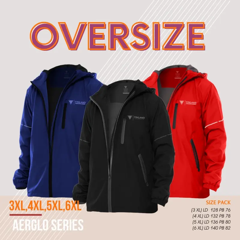 Jaket Big Size Pria Jumbo  3XL 4XL 5XL 6XL | Anti Air Taslan Polyester Model Resleting | Jacket Vinland Aerglo 1