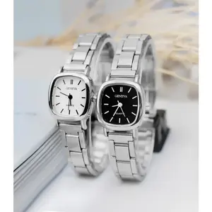 Jam Tangan Kuarsa Model Skala Sederhana Model Dial Kecil Jam Tangan Tali Baja Modis jam rantai  kecil korean style