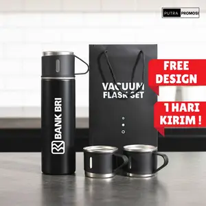 Tumbler Set Botol Minum Termos Vacuum Flask Custom Logo Stainless 500ml - Custom Grafir atau Uv printing