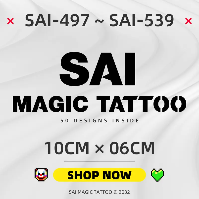 Miếng dán hình xăm tạm thời SAI MAGIC TATTOO 497-539 chống thấm nước lâu trôi lên đến 2 tuần 10CM×06CM 05 0