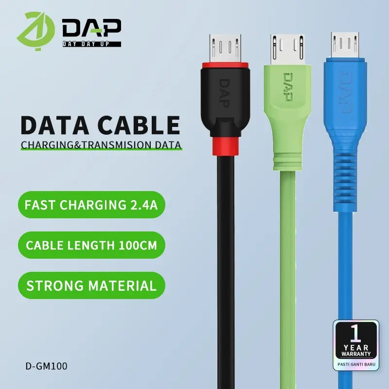 DAP Kabel Data Micro 100cm Fast Charging 2.4A Garansi Resmi 1 Tahun DYM100 1PCS