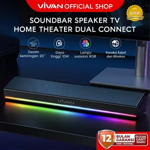 VIVAN Soundbar Speaker TV Wireless Super Bass RGB LED Lampu Bluetooth 5.4 TWS Interkoneksi S2 Garansi 12 Bulan