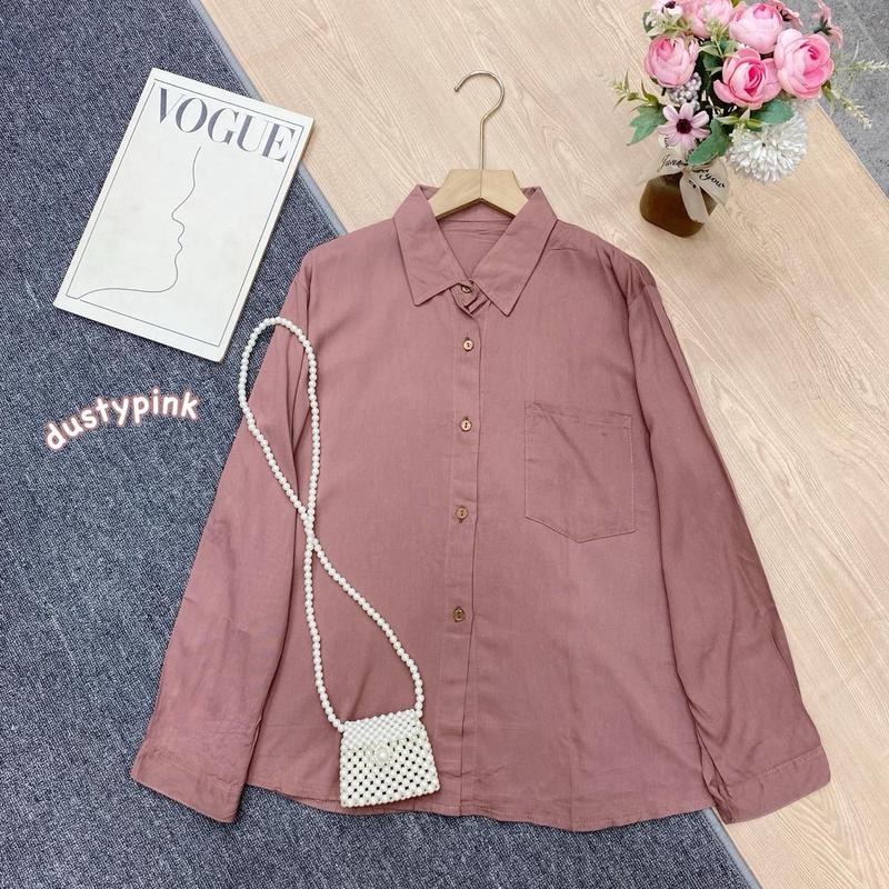 KEMEJA SAKU SATU RAYON TWILL KEMEJA BASIK LENGAN PANJANG POLOS 7