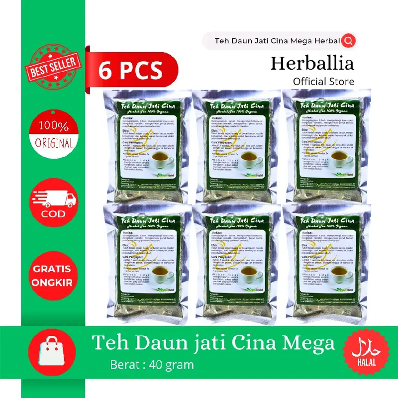 PAKET 6 PCS Teh CURAH Daun Jati Cina MEGA Tea Herbal Tradisional Air Minuman 0