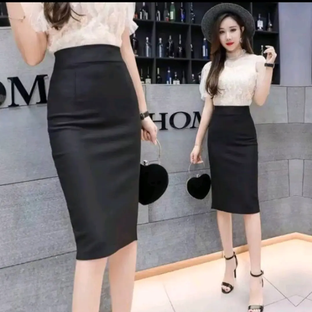 ROK SPAN PENDEK/ROK SPAN SCUBA PREMIUM PENDEK Karet Melar Fit Nyaman Kerja Tebal Formal Kantor rok  span