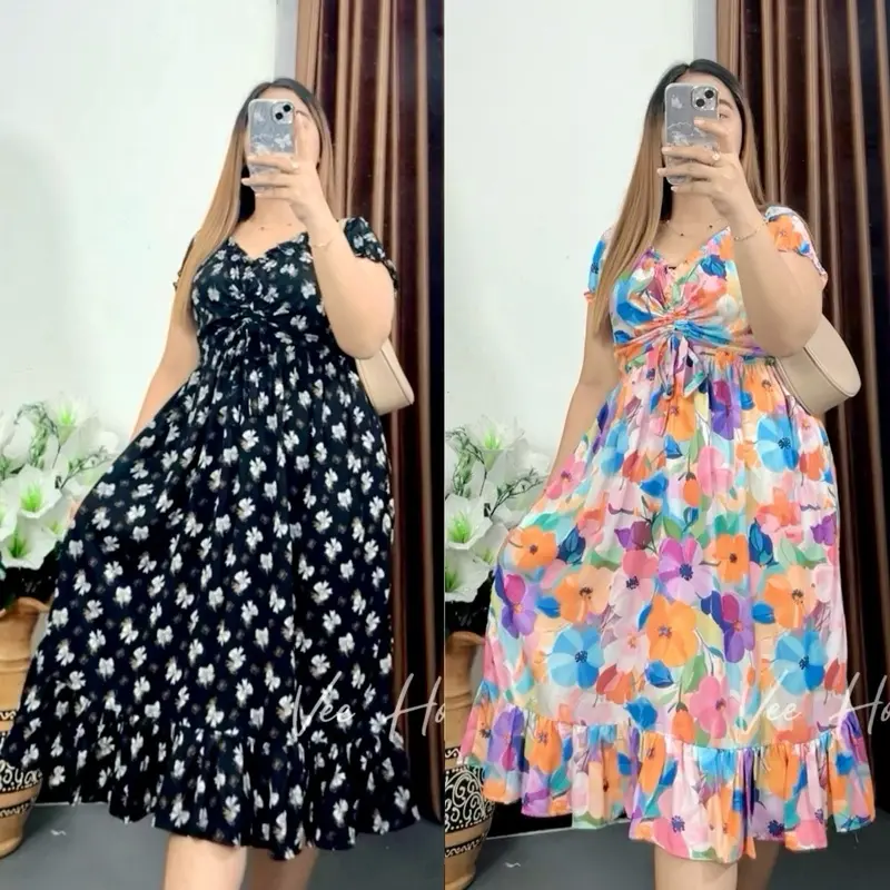 Violin Dress By Vee Homewear Summer dress Daster Rayon Dress wanita kekinian Karet Bumil Busui Serut Motif Viscose 0