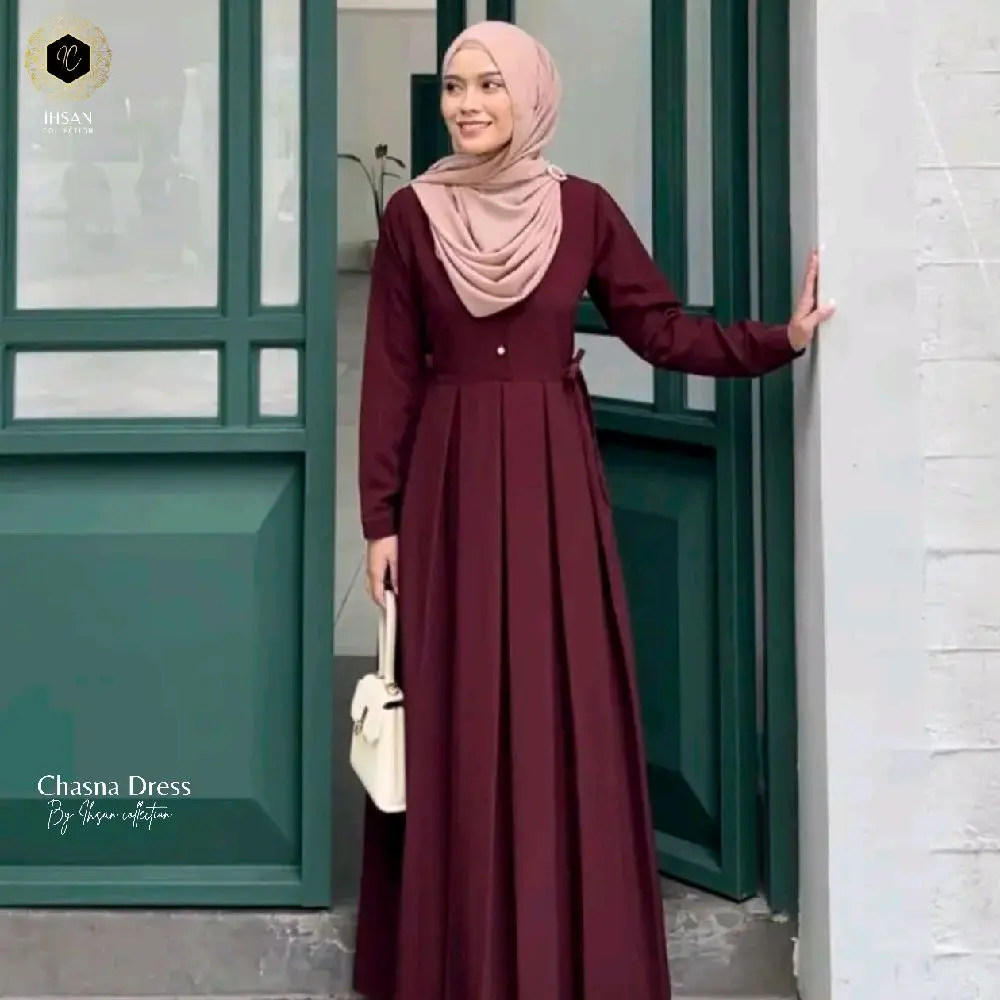 Ihsan Collection Dress muslim wanita kekinian ( Dress Lebaran Elegan ) Gaun Muslim Panjang Dewasa Remaja