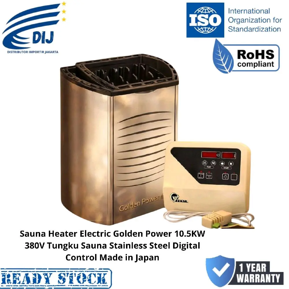Sauna Heater Electric Golden Power 10.5KW 380V Tungku Sauna Stainless Steel Digital Control Made in Japan