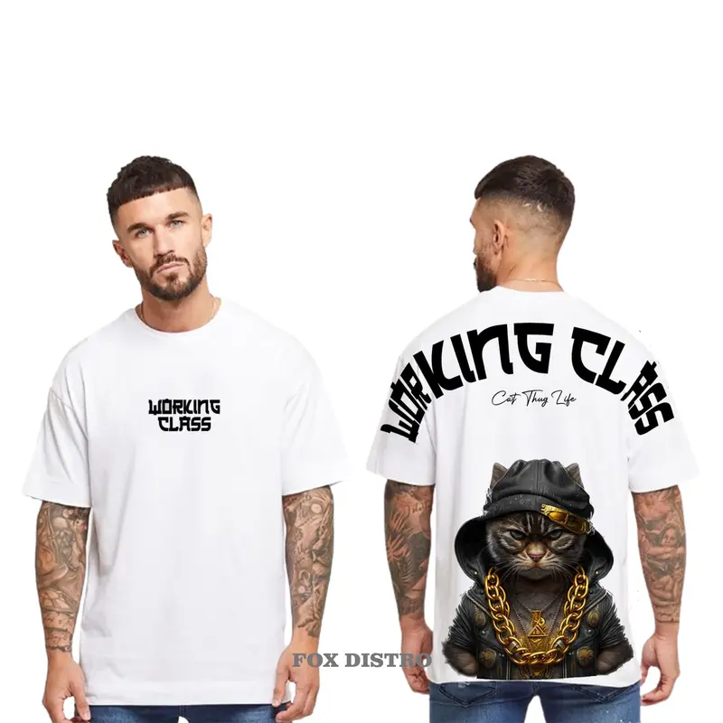 Atasan Kaos T-Shirt Pria Distro Streetwear Motif CAT WORKING Warna Hitam Lengan Pendek Terbaru Bahan Katun 1