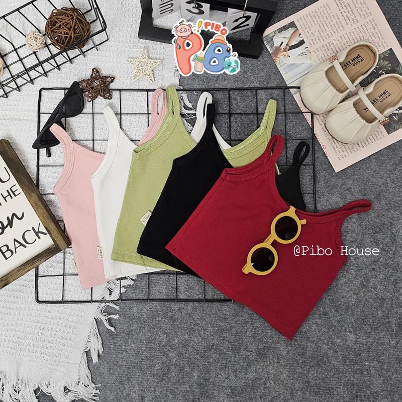 Áo 2 Dây Dáng Ngắn Croptop Cho Bé Gái Vải Zip Form Ôm Dáng Cực Yêu Áo Thun Mùa Hè Cho Bé Gái -CRHD01