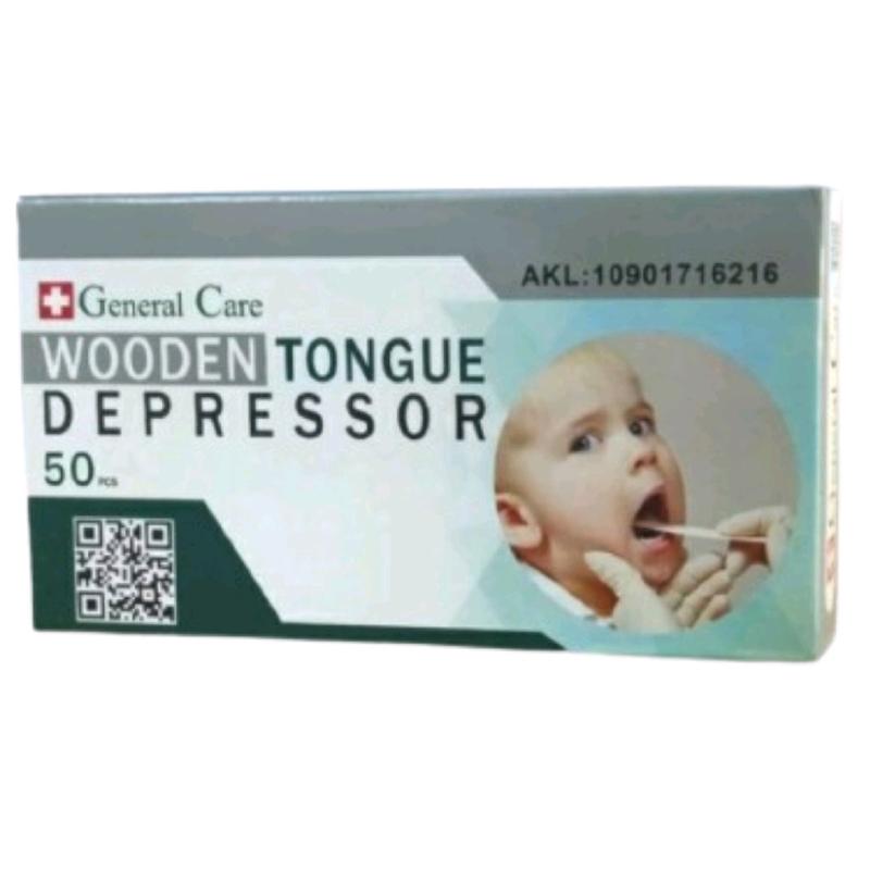 Tong Spatel Kayu General Care isi 50 Spatel Lidah 1