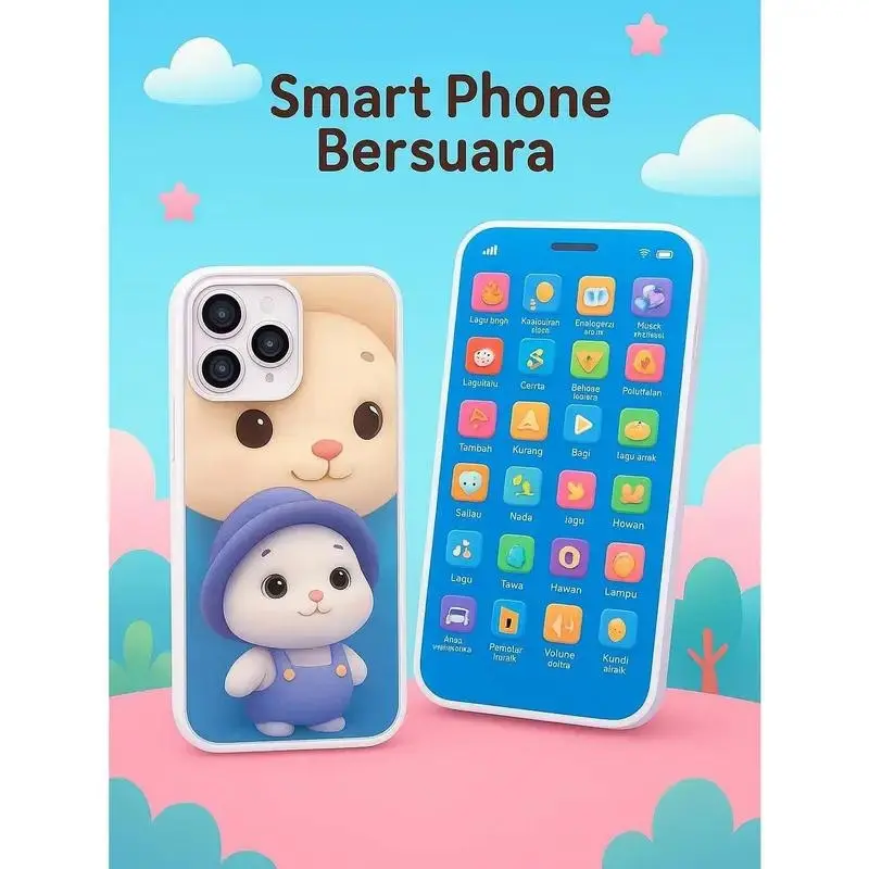 Mainan telepon simulasi layar sentuh ponsel mesin pendidikan awal pendidikan musik anak-anak mainan isi ulang mainan pendidikan anak-anak mesin pendidikan awal suara simulasi layar sentuh  28 Tombol Belajar Bahasa Inggris Angka Huruf Hewan Suara Sentuh