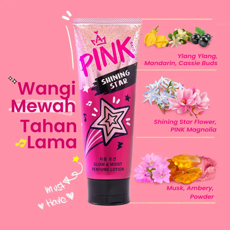 Mix Pink Skin Perfume Lotion Forget Me Not & Shinning Star 180ml isi 2 pcs 3