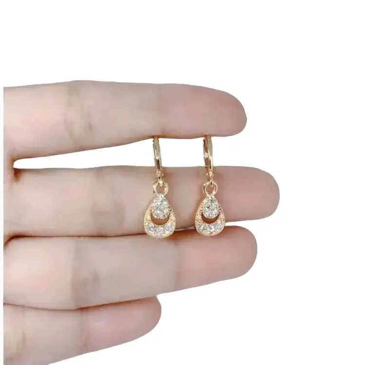 Terbaru Anting Wanita Titanium Mewah Anti Karat Berlapiskan Emas Muda 24 k