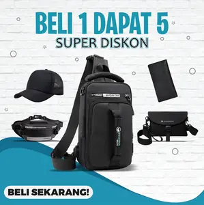 Promo Super Diskon 2025 - Tas Ransel Paket Bundling Beli 1 Gratis 5 Bahan Mikro Premium  Backpack Pria Sekolah Wanita