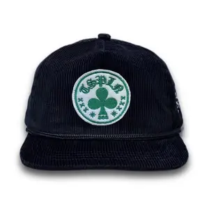 GRATIS BORDIR NAMA - Topi Pria Rope Hat Corduroy Black Curly Thisplan