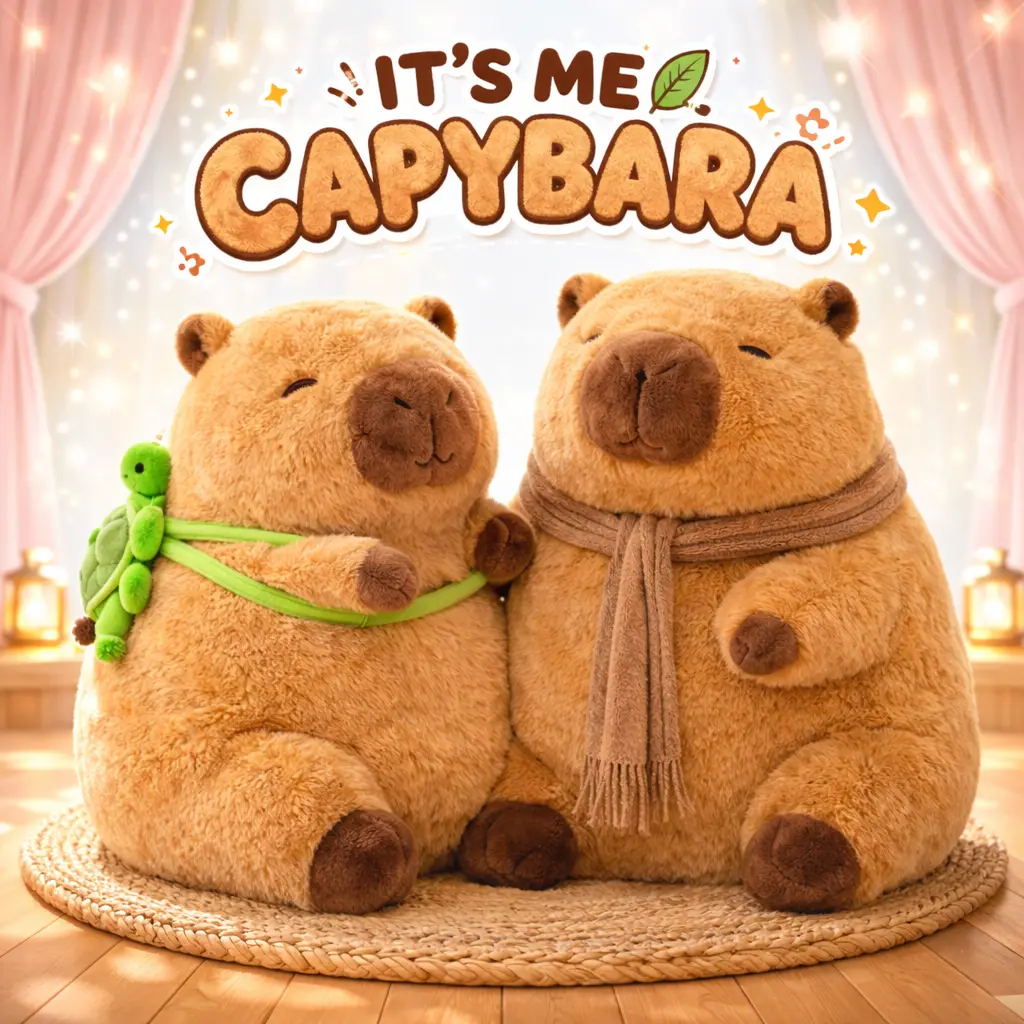 Kawaii BONEKA CAPYBARA Guling Fluffy Plush Doll - Boneka Lucu & Gemoy Bahan Yelvo Halus Lembut Isian Dakron Premium Hadiah Anak ToysCapybara Gemoy Desain Lucu Aman Untuk Anak-anak