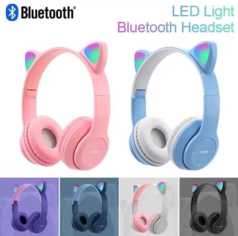 MoonLight - Headphone Bluetooth Model Telinga Kucing LED Wireless Stereo Bass Y47 / Headphone Lucu dengan Lampu Y47 0