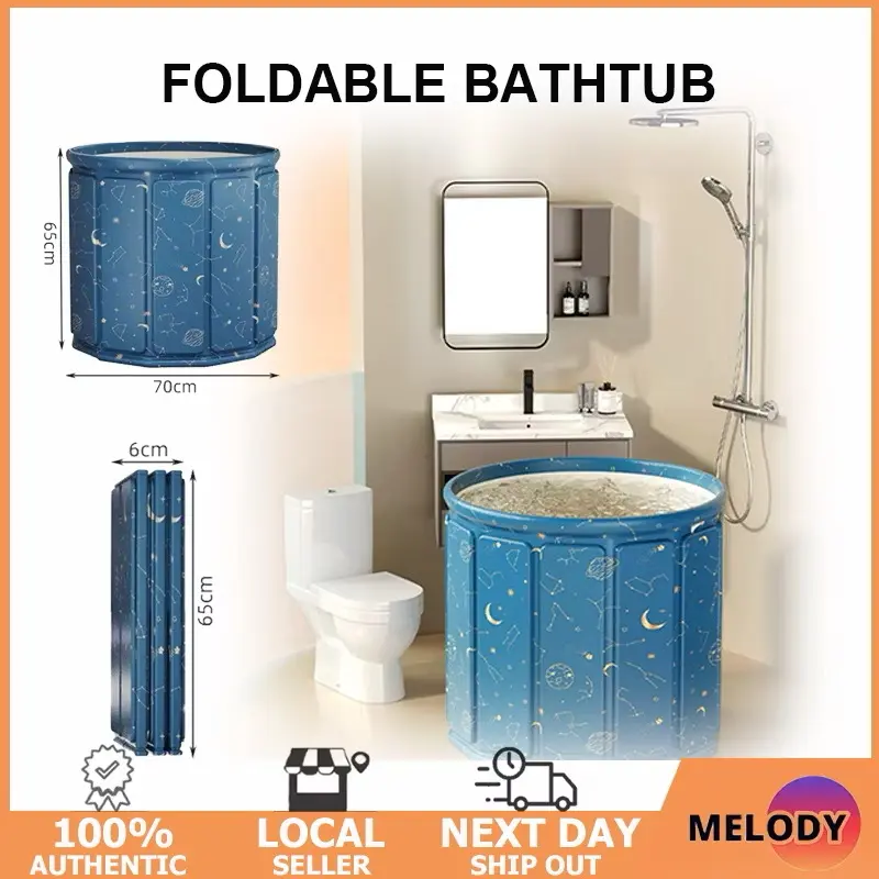 【SG Stock】Portable Adult Bathtub Foldable Bathtub Pvc Spa Home Bathtub Vertical Shower Bathtub-Bath Tub/Portable Bathtub Portable Folding Bath Bucket Household Adult bathtub Bucket Pool Suitable for Adult & Baby70x65cm