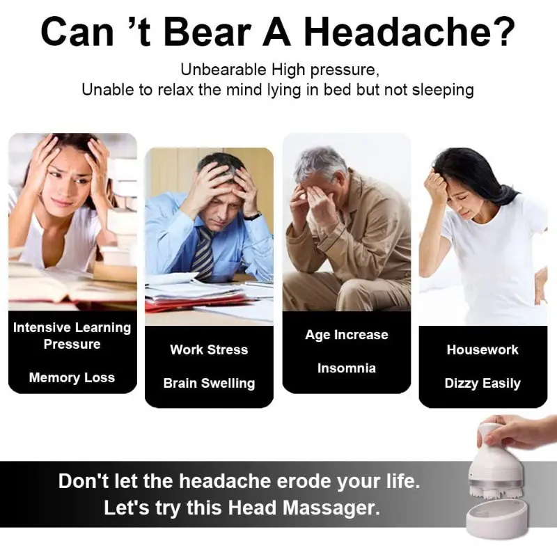 Alat Pemijat Kepala Elektrik Scalp Massager Tahan Air Pijat Kulit Kepala Bahu Tangan Lengan Bahu Punggung Wajah Terapi kombinasi anti flek Pijit Therapy Tubuh 4