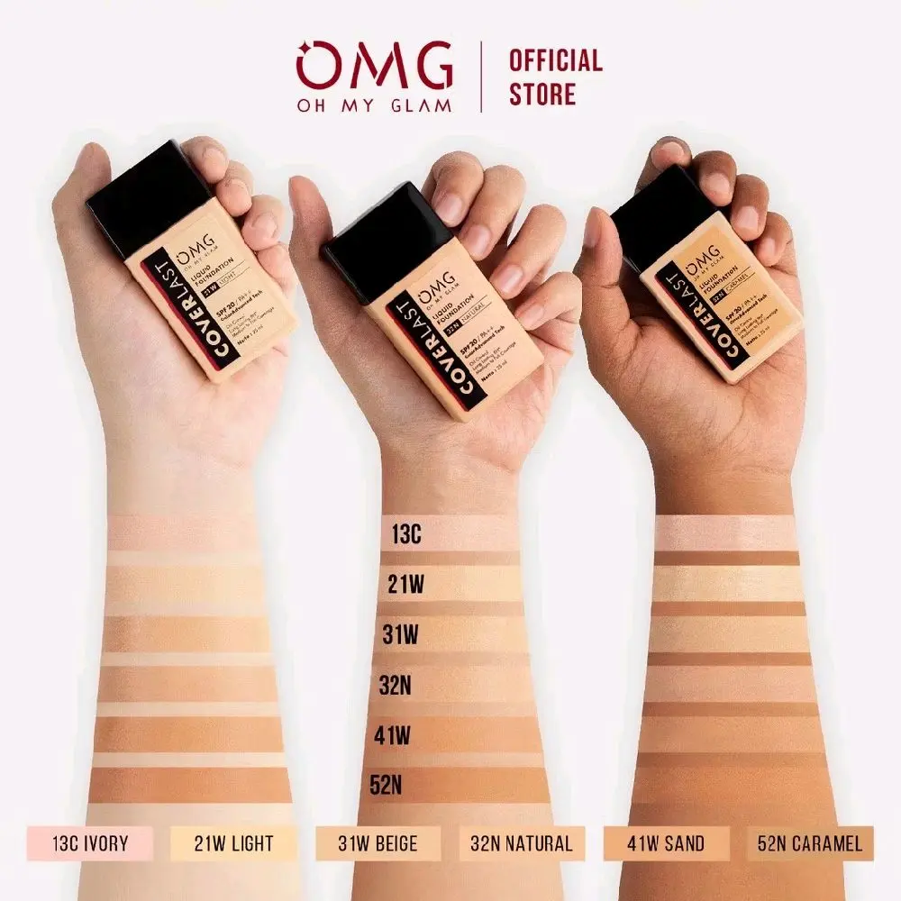 OMG Oh My Glam Coverlash Liquid Foundation SPF 20 PA Oil control Long Lasting 8 Hourse