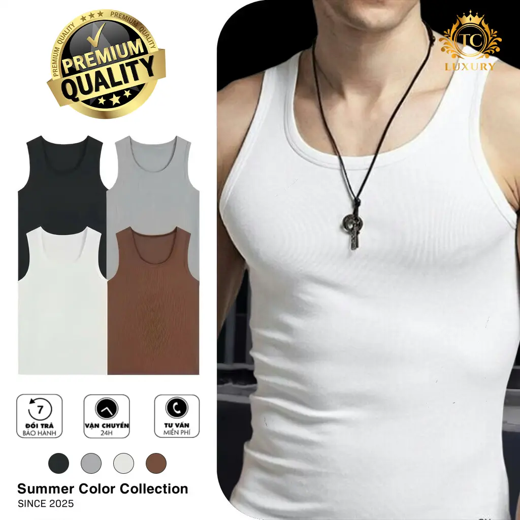 [CAO CẤP] COMBO Áo Ba Lỗ Thun Gân Tăm Ôm Body, Áo Lót Nam Kiểu Dáng Khỏe Khoắn, Thoáng Khí, Thấm Hút Mồ Hôi, Chât Vải Co Dãn Không Nhăn Không Xù