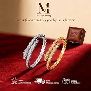 Mazzny  Gelang berlian penuh berbentuk ular untuk wanita, mewah dan berkelas, gelang berlapis dengan pola bintang, perhiasan berkualitas tinggi, unik dan indah.