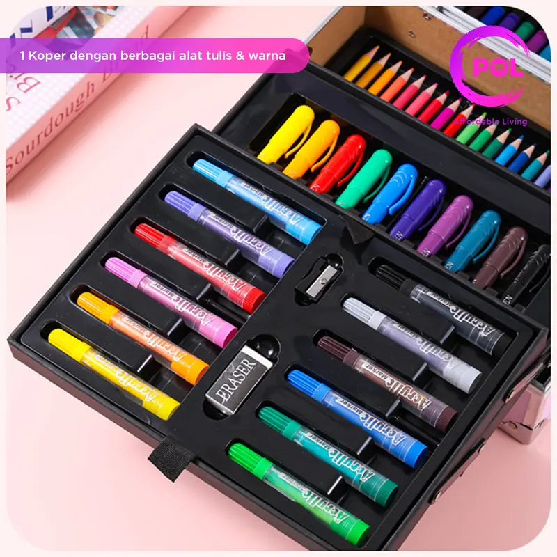 [POL] COD SNI Crayon Art Set 128pcs & 133pcs Koper Alumunium Besi | Krayon Pensil Warna 5