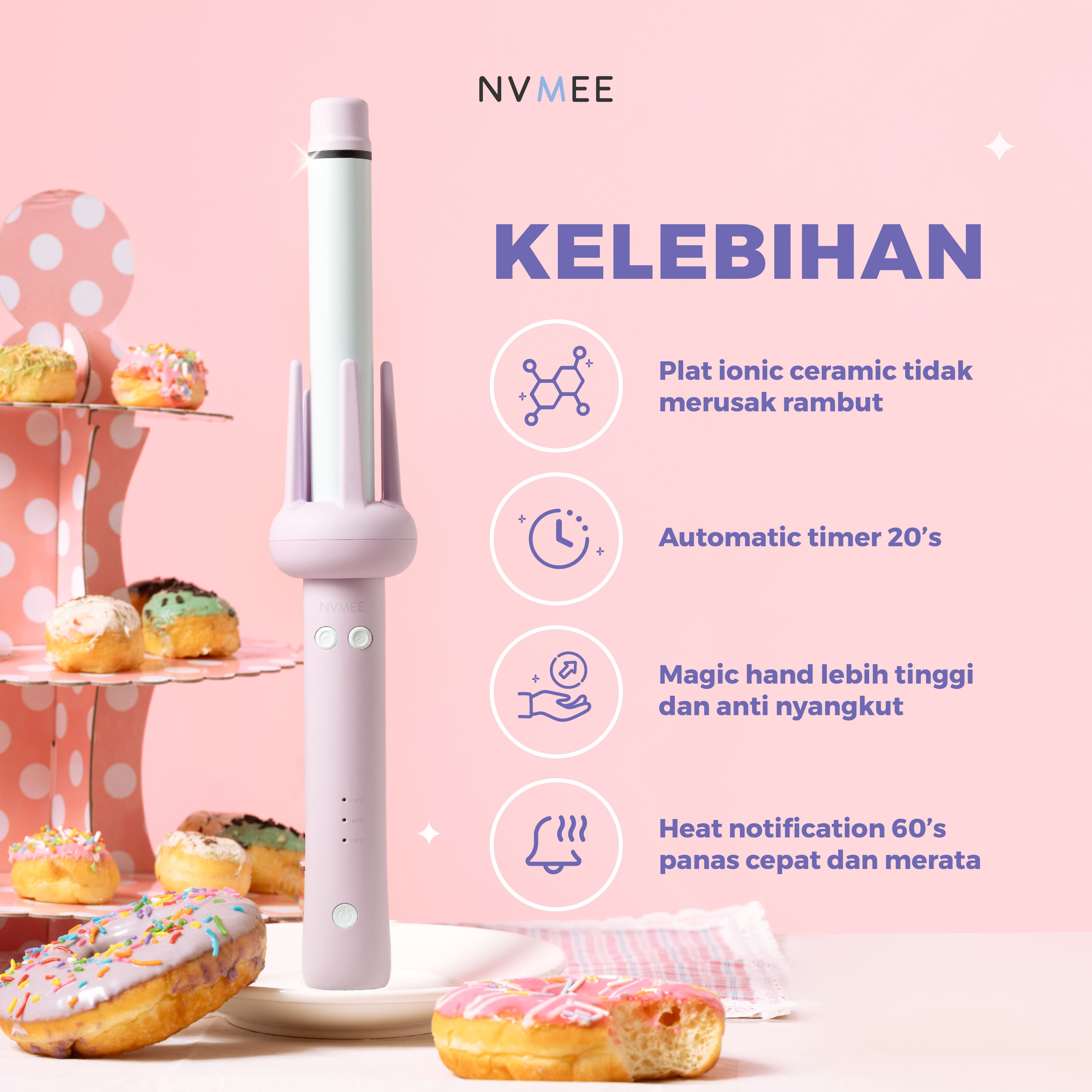 [NEW] - NVMEE - Libra Hair Styler 2.0 | Catokan Keriting Otomatis 28mm