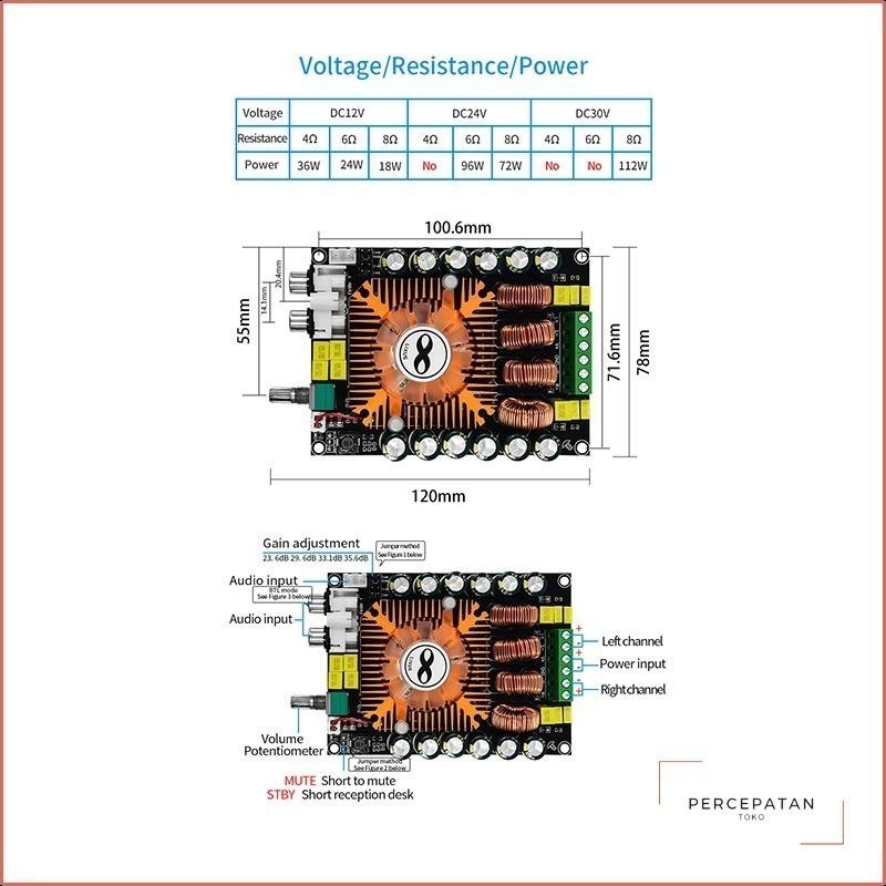 Wuzhi Audio | TDA7498E daya tinggi digital power amplifier papan 2.0HIFI stereo daya tinggi 160W * 2 dukungan BTL220W zk