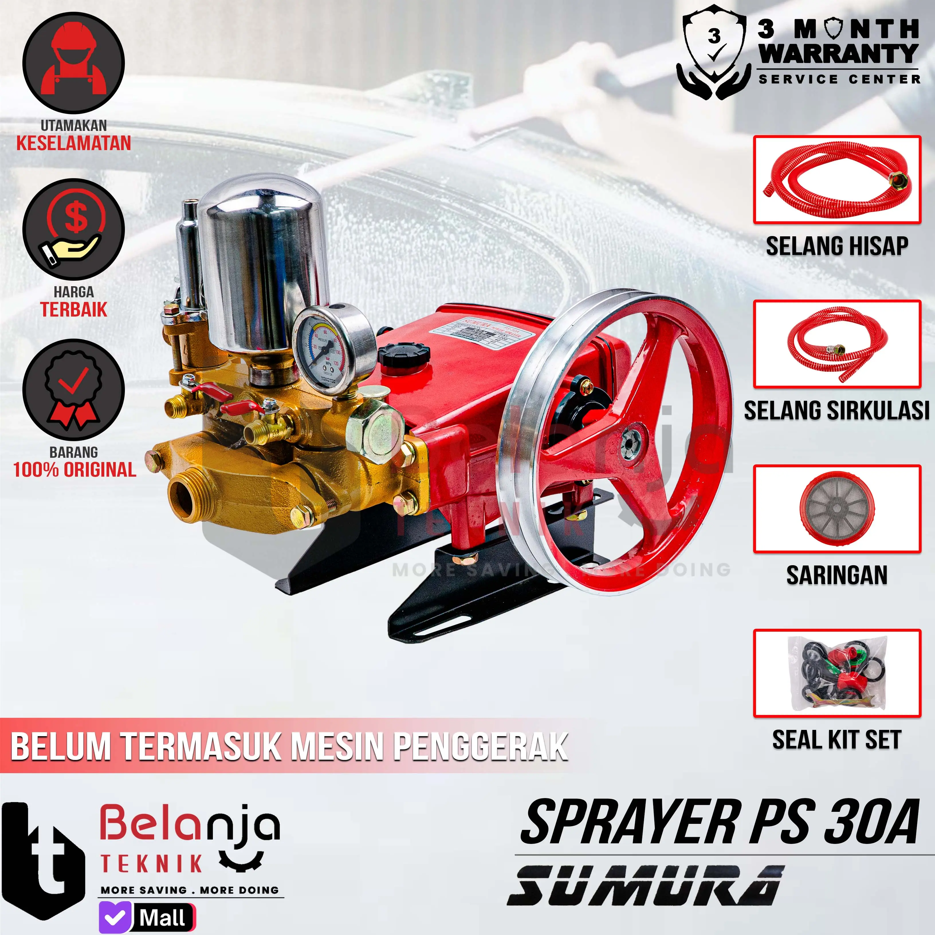 Sumura Mesin Power Sprayer PS 30 A PS30A CUCI STEAM Motor Mobil 800 RPM 30 L/min 1.5~3.5 MPa 2.0~3.0 KW Pompa Usaha Cuci Steam Pertanian Komersial PS30 A