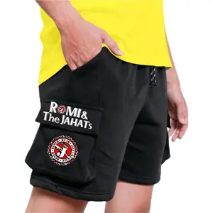 kamar distro celana cargo punk Lembut Nyaman Fleece Boxer Hitam Santai Pendek Shorts Kantong Karet Fit Pria Katun