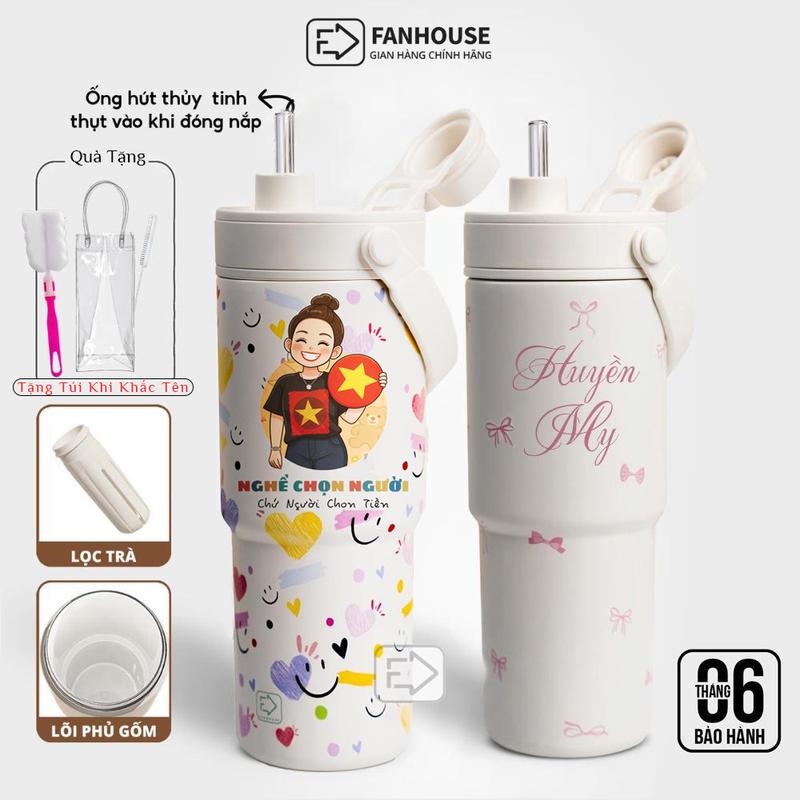 [FAN HOUSE6] Ly giữ nhiệt Simply dung tích 735ml chất liệu inox 316 phủ Sứ cao cấp Fan House khắc tên theo yêu cầu