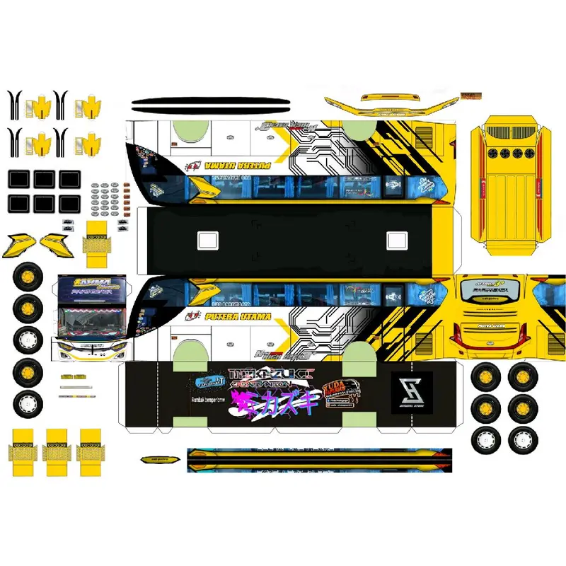 Mainan Lembaran Papercraft Bus Rahma Nursyifa Putra Rahma Skala 43 Laminasi Non Laminasi - Toy 0