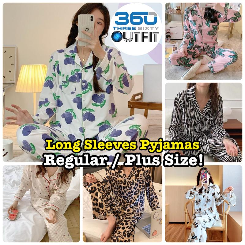 360 Outfit Korean Design Graphic 2 in 1 Set Long Sleeve Pyjamas ...