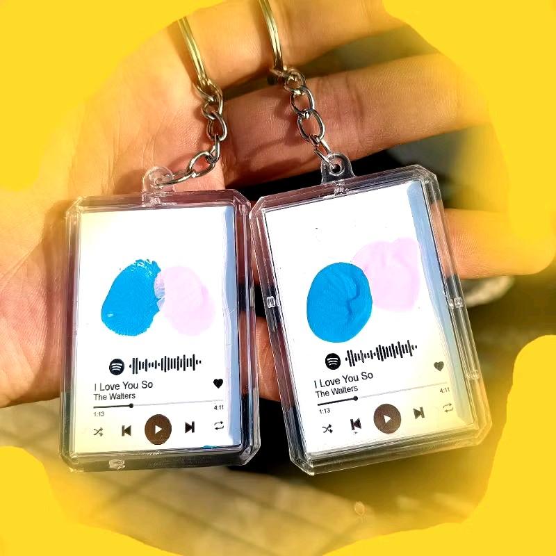 GANCI SPOTIFY SIDIK JARI FREE CAT SIDIK JARI Keychain Akrilik Kunci Love Biru 6