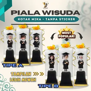 Piala Akrilik Wisuda Plus Kotak Mika Penghargaan & Kenang-Kenangan Trofi Paud Tk Sd Smp Sma Hadiah