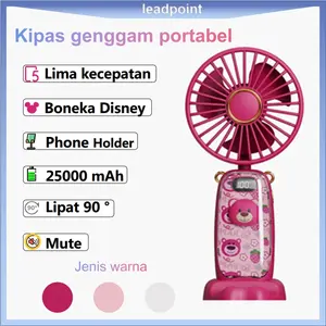Disney Kipas Angin Mini Portabel Usb 25000 mAh Kipas Lipat/Leher 5-Speed Wind LED Display/Kipas Angin Mini Genggam/kipas angin karakter